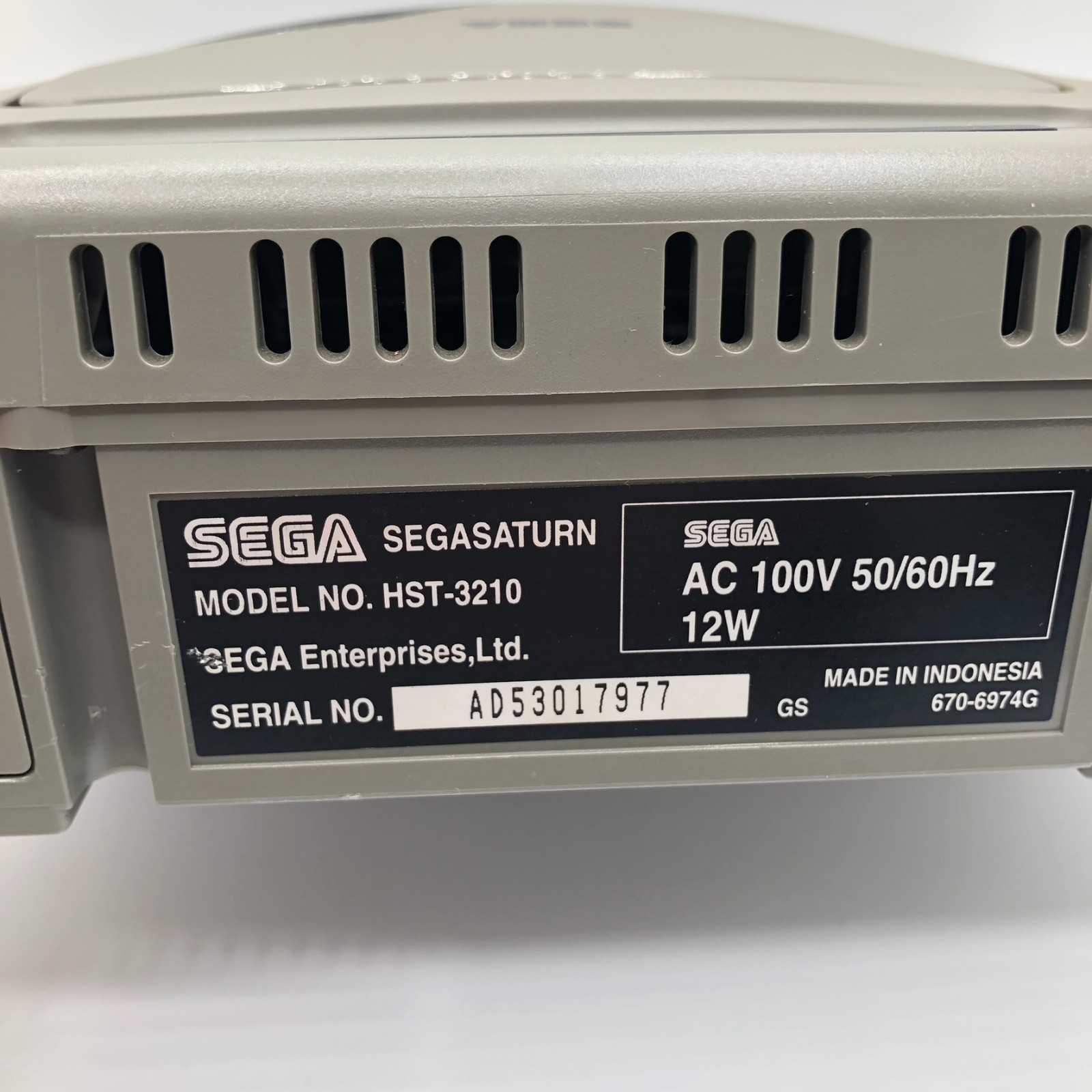 Sega Saturn SS Console HST-3210 Grey Tested working NTSC-J w/2 Controllers+Cable