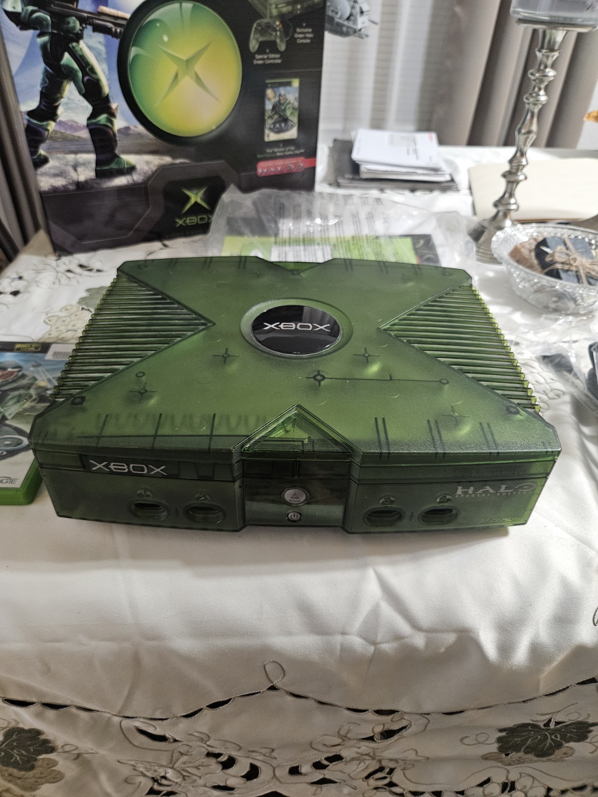 OG Xbox Halo Edition System Console In Box With 4 Controllers And Extras