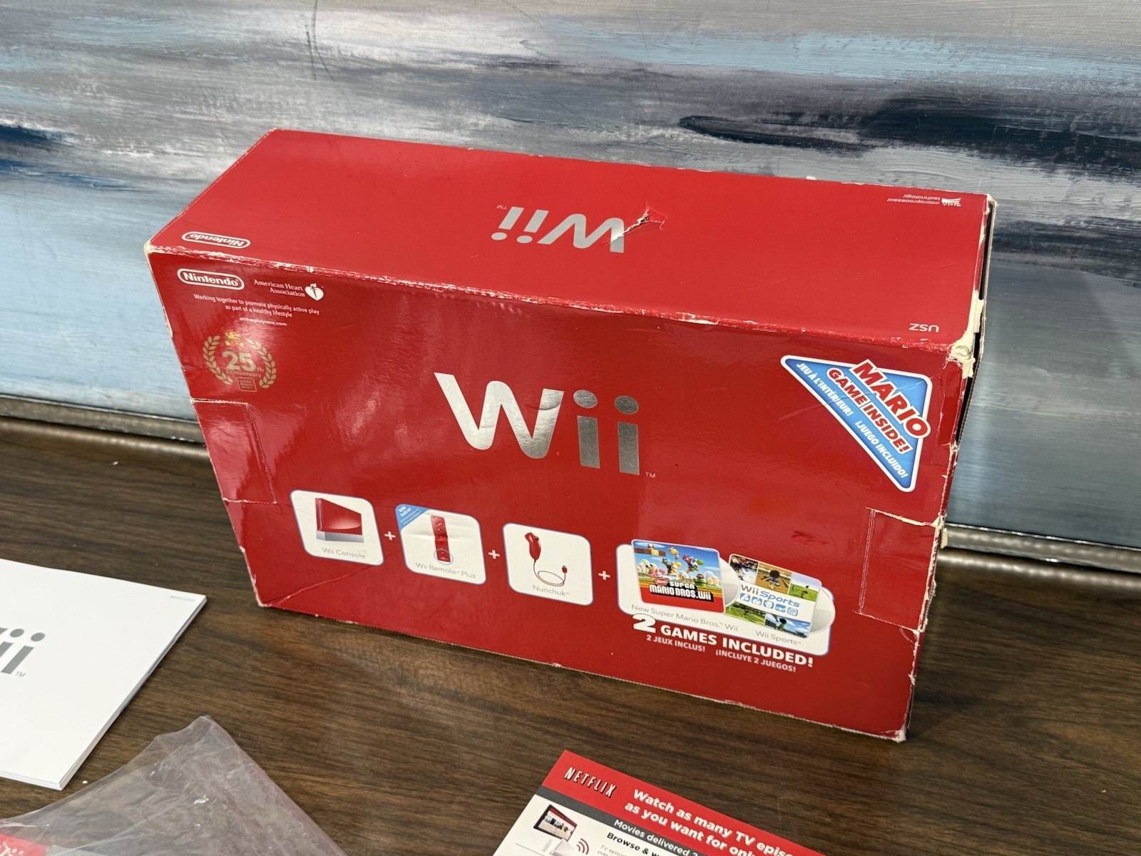 Nintendo Wii Red Console & Box RVL-001 (USA) Super Mario Bros. 25th Anniversary