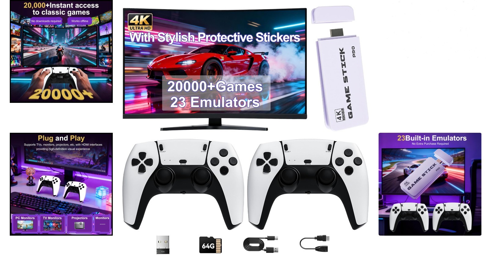 2026 Retro Gaming Console 20K+ Classic Games 23 Emulators 4K HDMI Wireless Co…