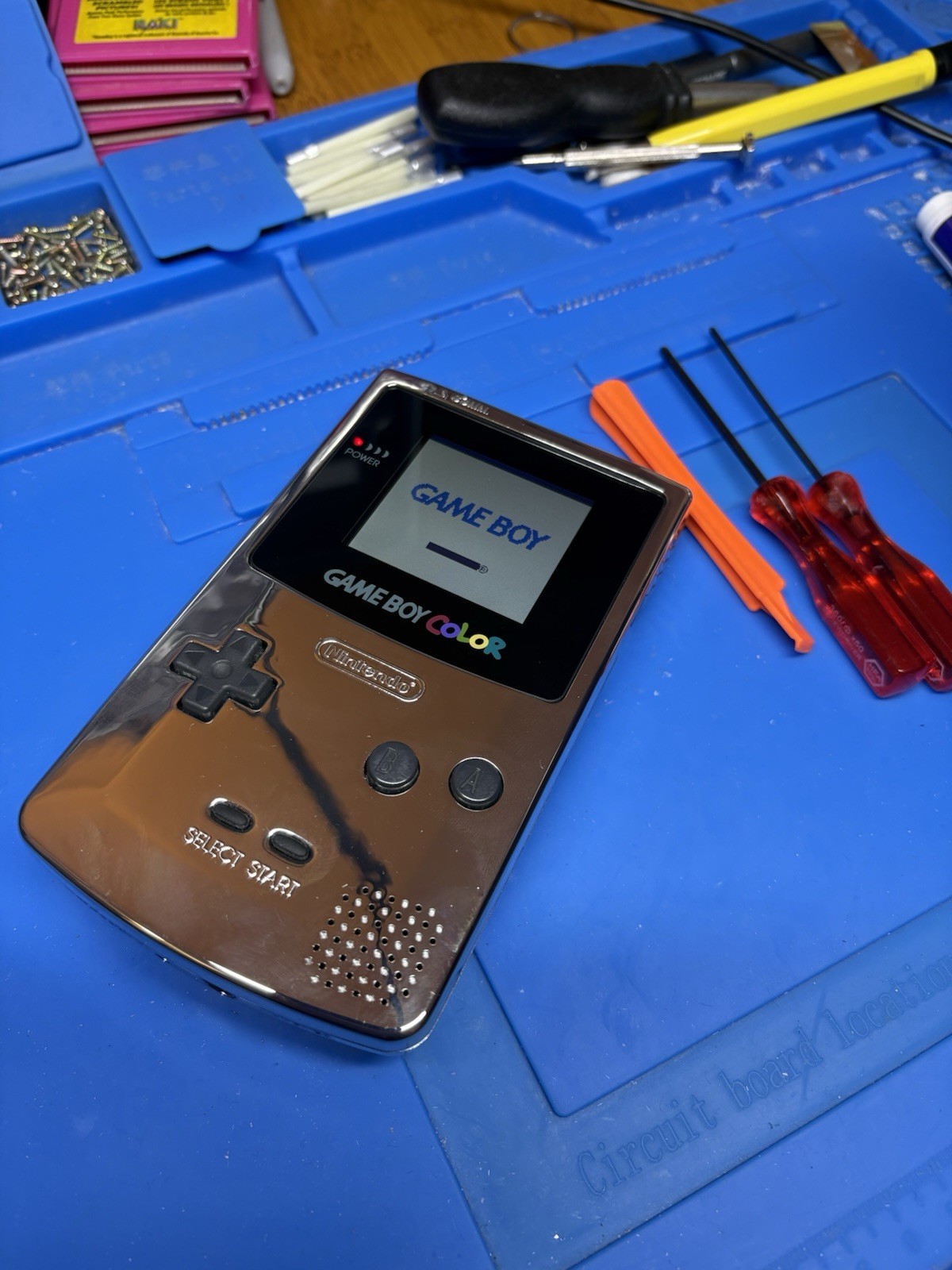 Backlit TFT Silver Chrome Nintendo Gameboy Color GBC cartridge Pouch