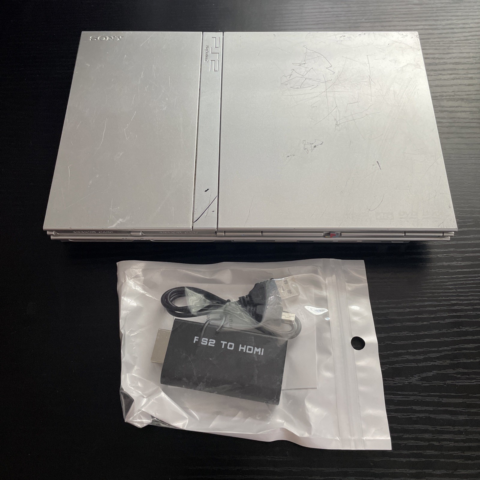 Sony PS2 Console – Silver – SCPH-77001 – Includes HDMI Adapter – Tested Working