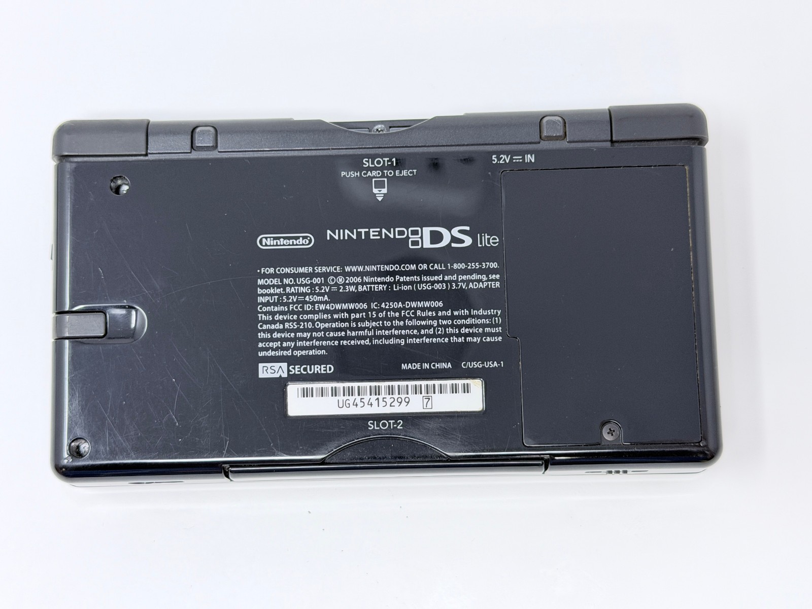 Nintendo DS Lite Handheld Console -Onyx Black W/ Charger & Case- TESTED & WORKS