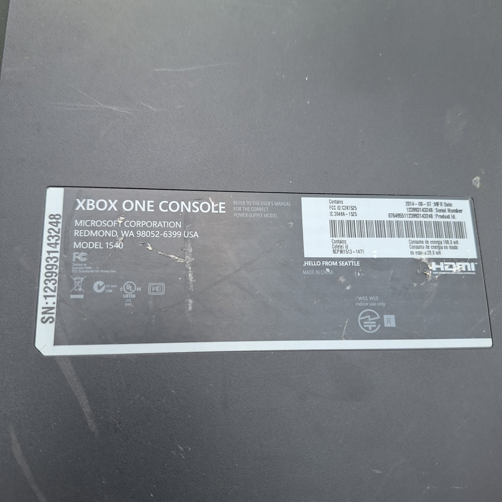 Microsoft Xbox One Console Only Model 1540 Black Original Console