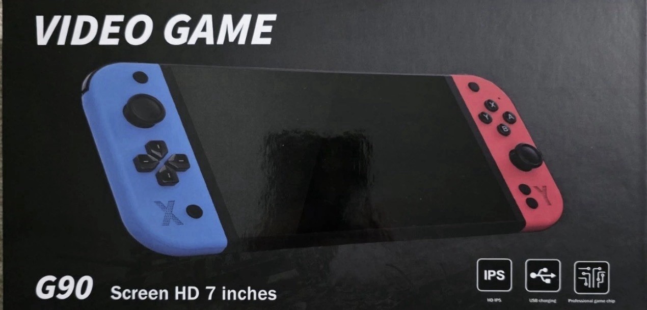G90 7-inch HD IPS Handheld Game Console Quad Core 30 Simulators Blue Red White