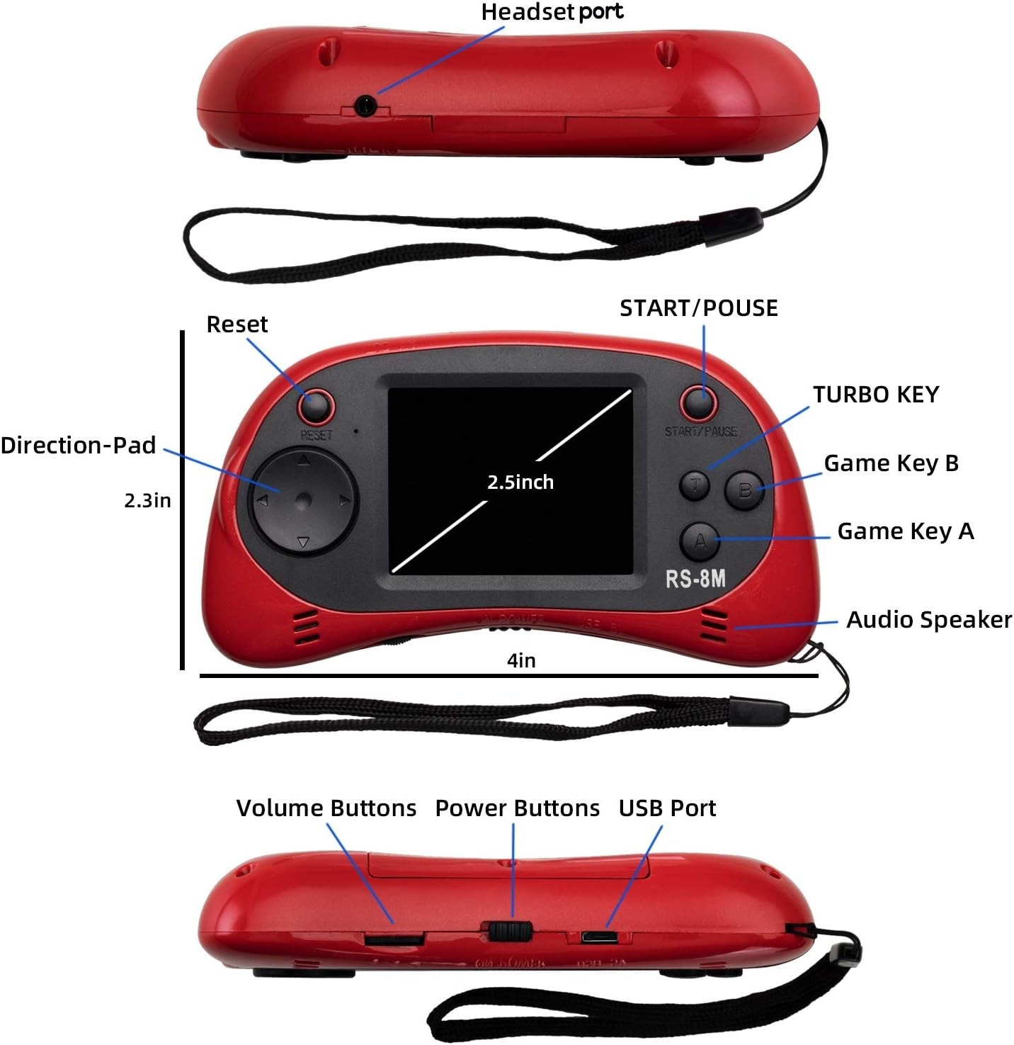 16 Bit Handheld Game Player – Lightweight, Rechargeable & Includes Accessories