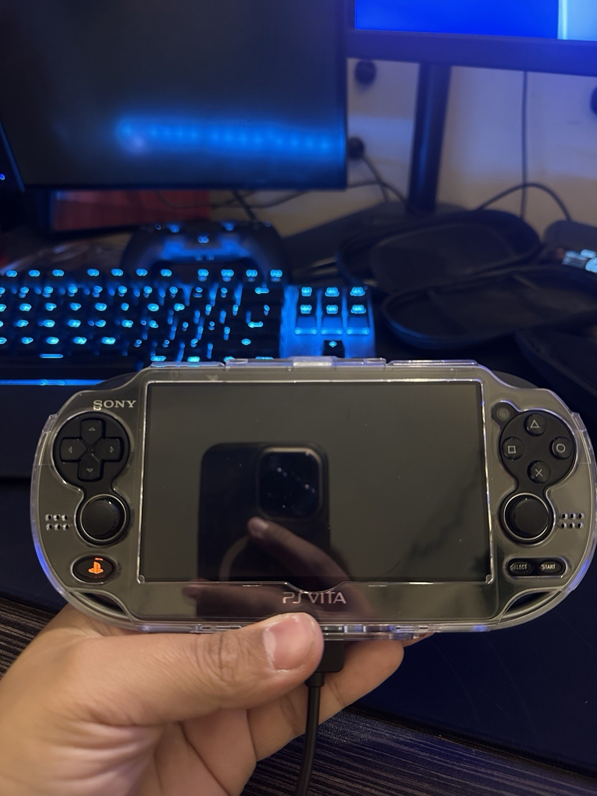 Sony PS Vita (PCH-1001) Black/Gray Handheld Console w/ Protective Case