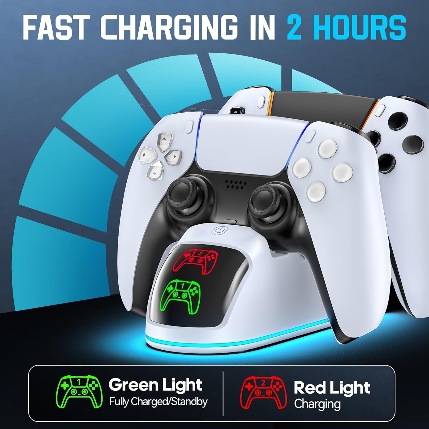 Gaming PS5 Controller Charger Dual Charging Station Dual USB Fast Charging