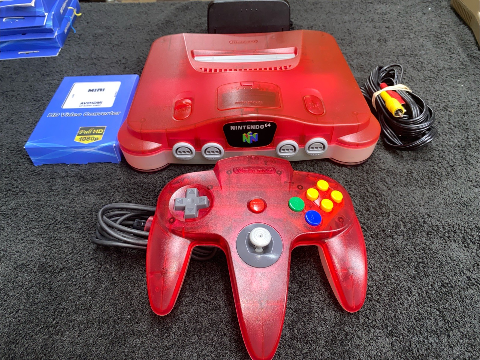 Nintendo 64 Console Watermelon Red and Clear N64 REGION FREE US SELLER FAST 📬💨