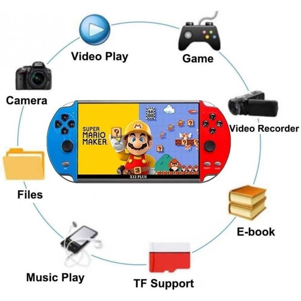 Retro Handheld Games Player X12 Plus Built-in 10000games Portable 7» e-book VX
