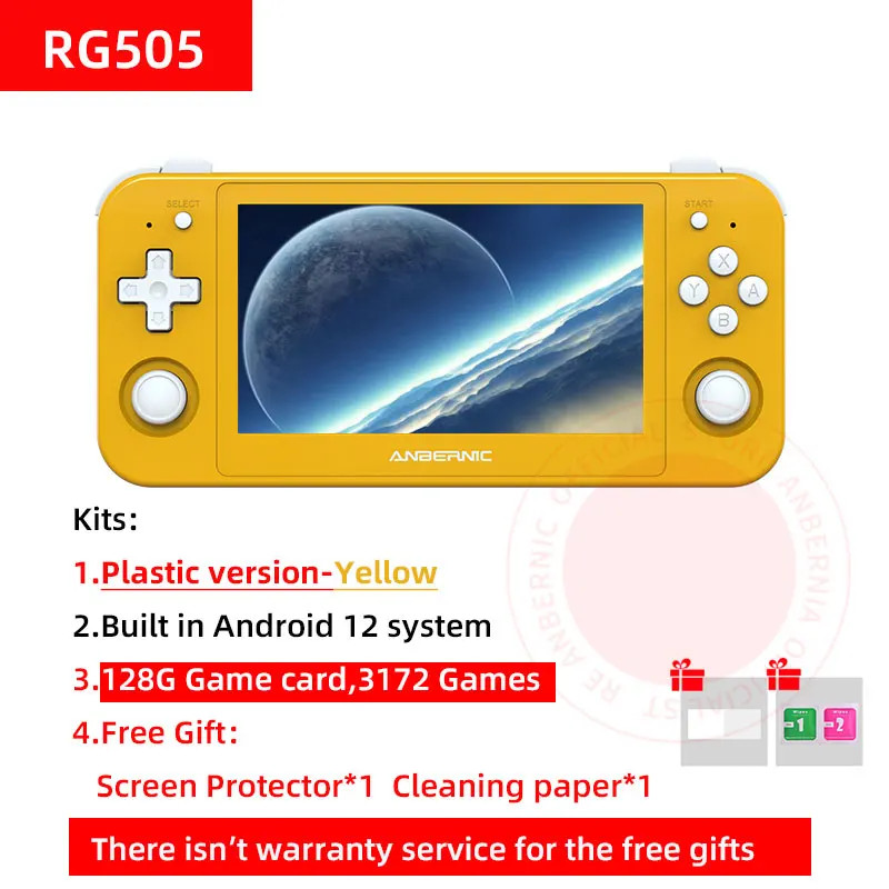 RG505 Handheld Game Console Android 12 Unisoc Tiger T618 Built-In 128G Pre-Loade