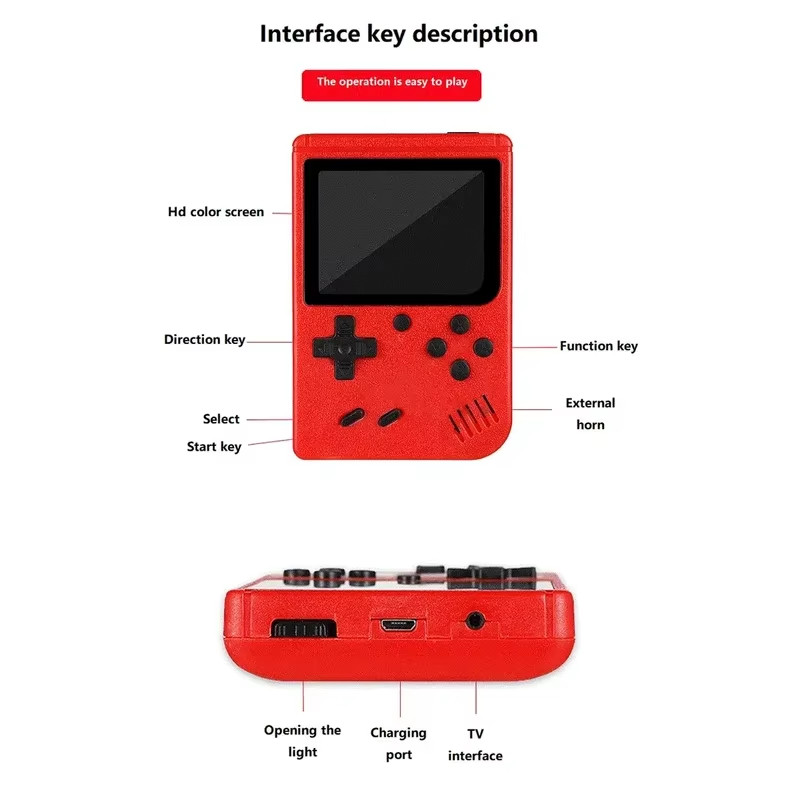 Retro Handheld Game Console 400 Games Rechargeable TV Output Kids Toy Gift