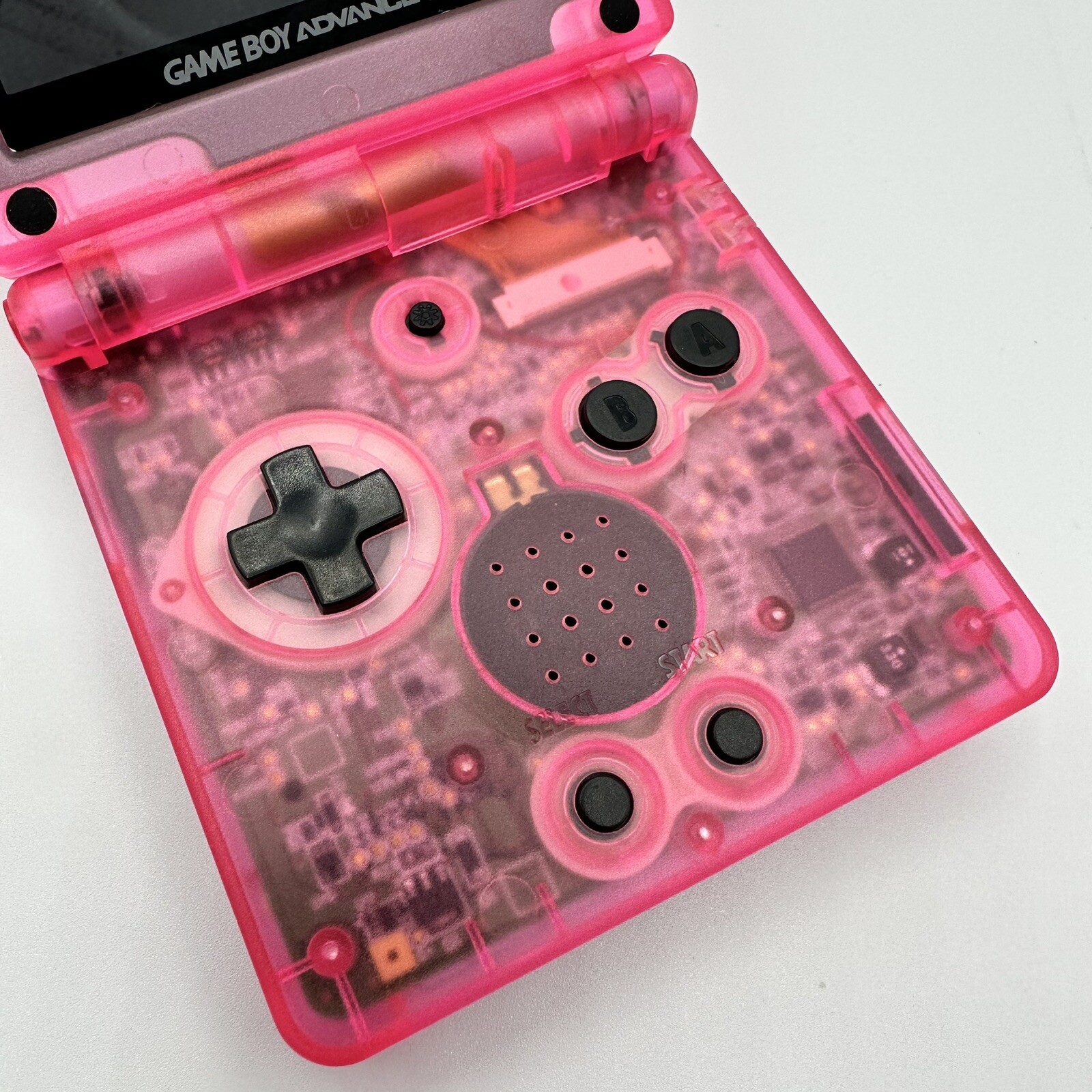 Gameboy Advance SP AGS-001 or IPS Neon Pink Glow *Glass Lens & New Battery*