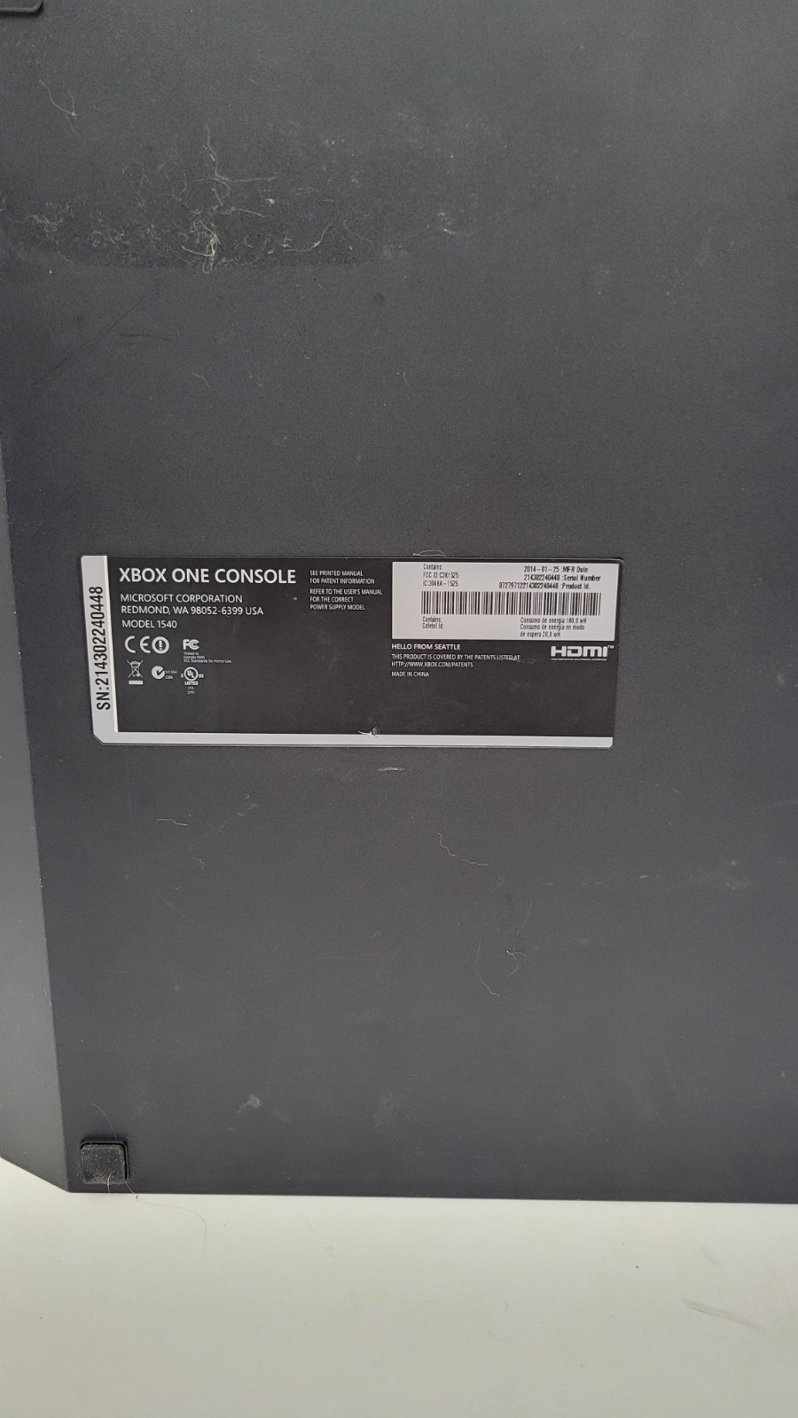 Xbox One 500GB Console Only – Black (1540) Bad Disk Laser