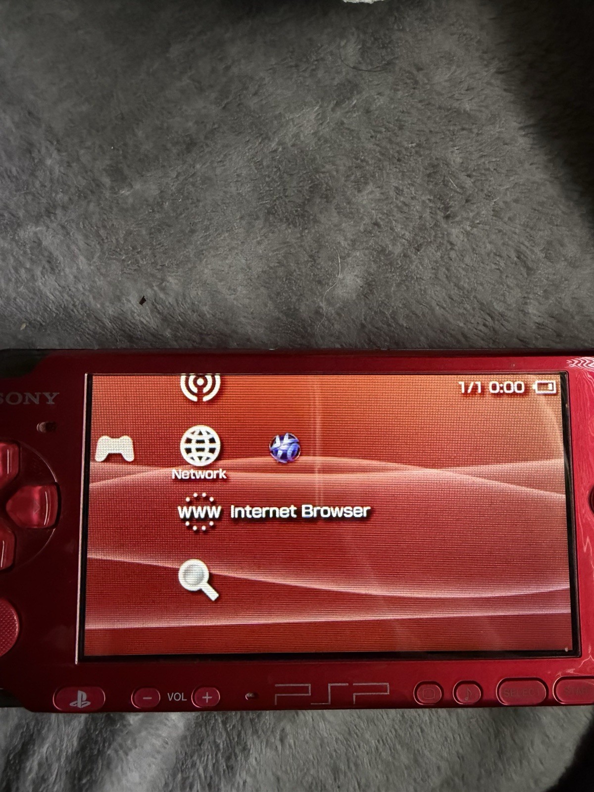 Sony PSP Red Handheld System Wi-Fi Internet Browsing USB Headphone Jack