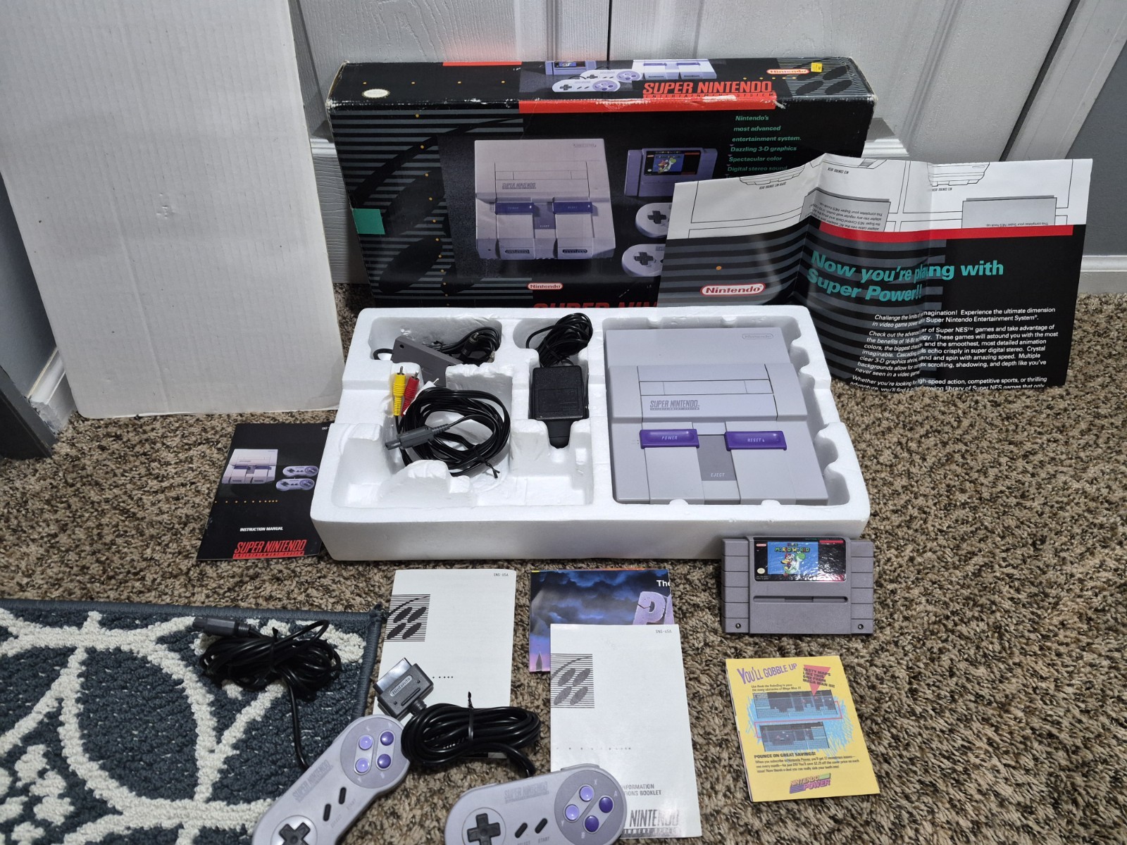 Super Nintendo SNES Console MARIO WORLD SET CIB Complete Box NICE SHAPE!
