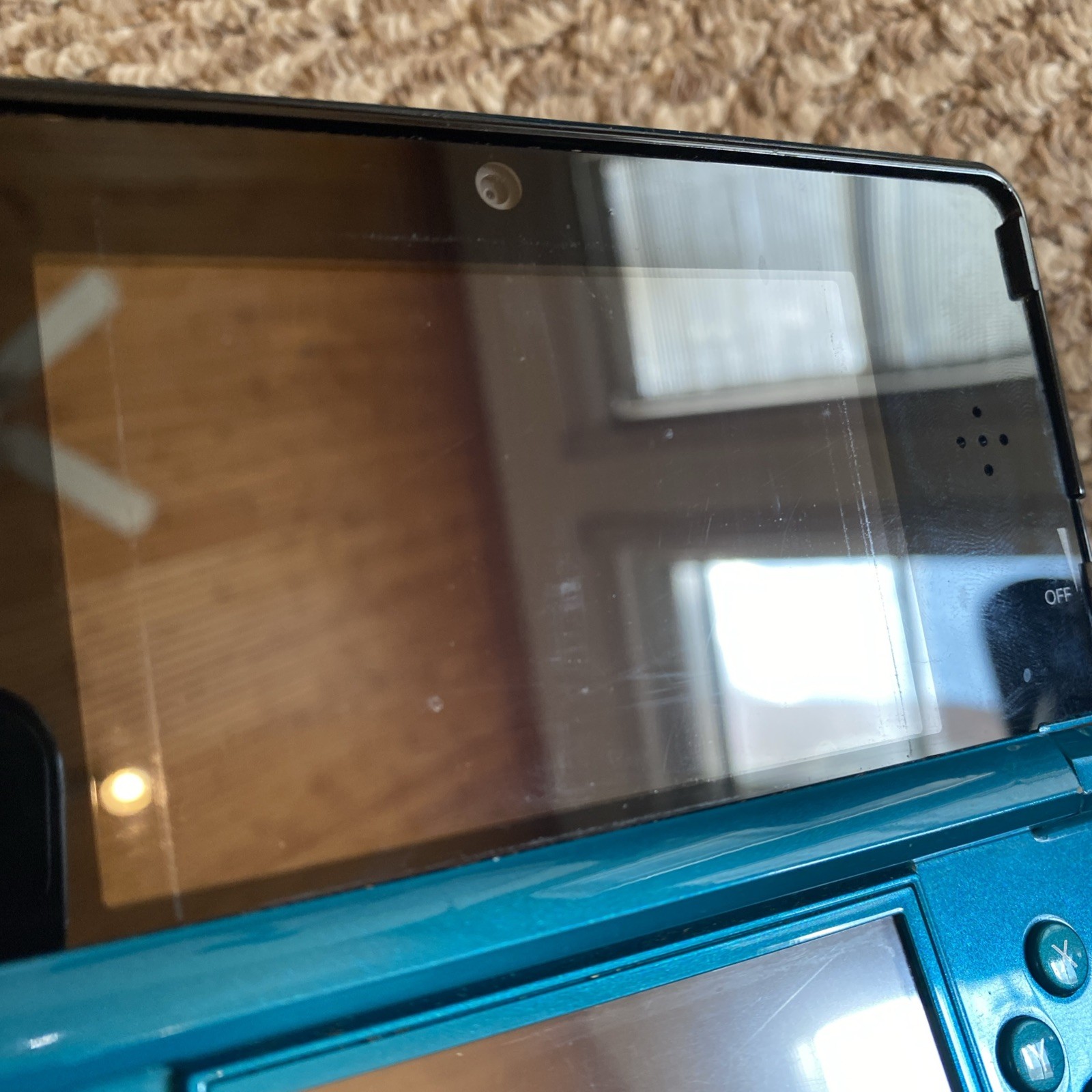 Nintendo 3DS CTR-001 (USA) Console Aqua Blue Stylus Charger SD Card