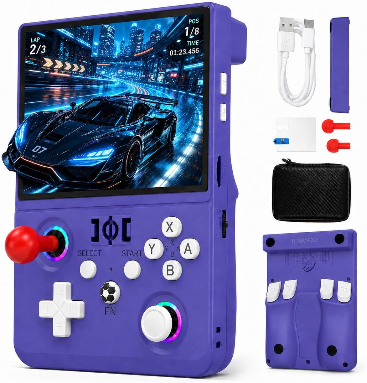 R36MAX2 Retro Handheld Game Console, 4.5-Inch 1024X768 IPS Screen, 128GB 22000+