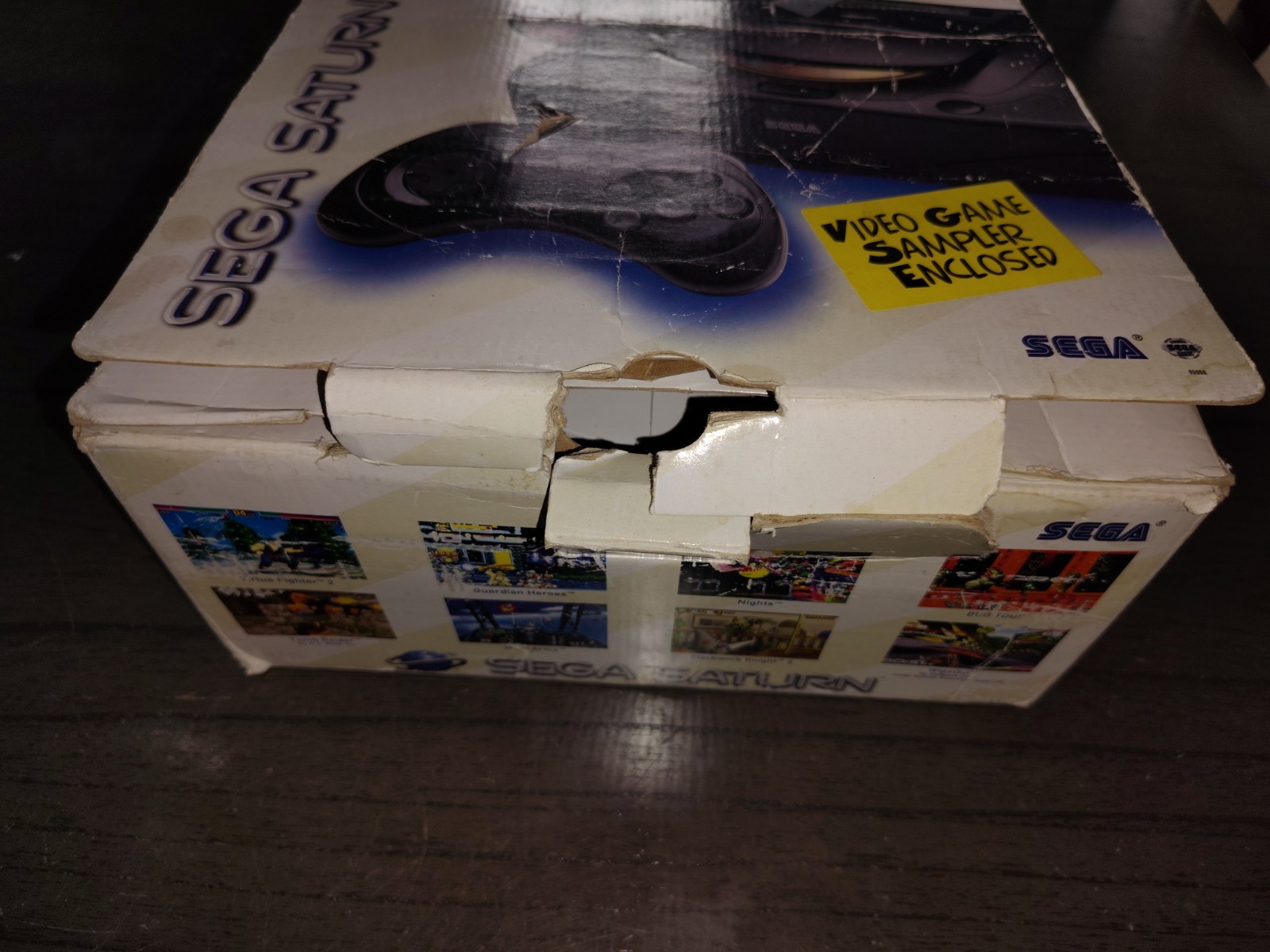 🔥Sega Saturn Black Game Console W/ Box & Controller + Sampler Disc _Works!