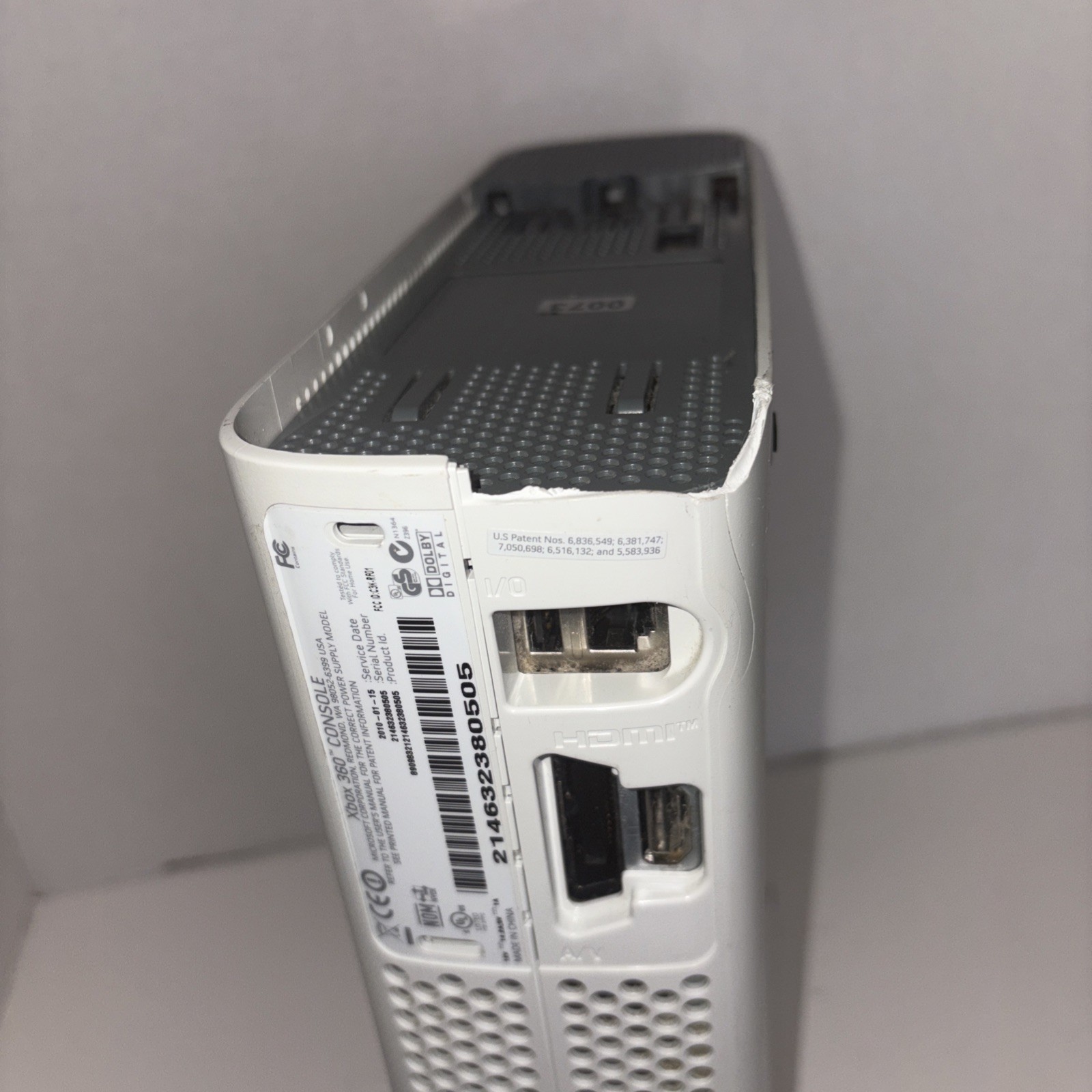 Xbox 360 White Untested or for Parts & Repair Only No Cords No Controller No HDD