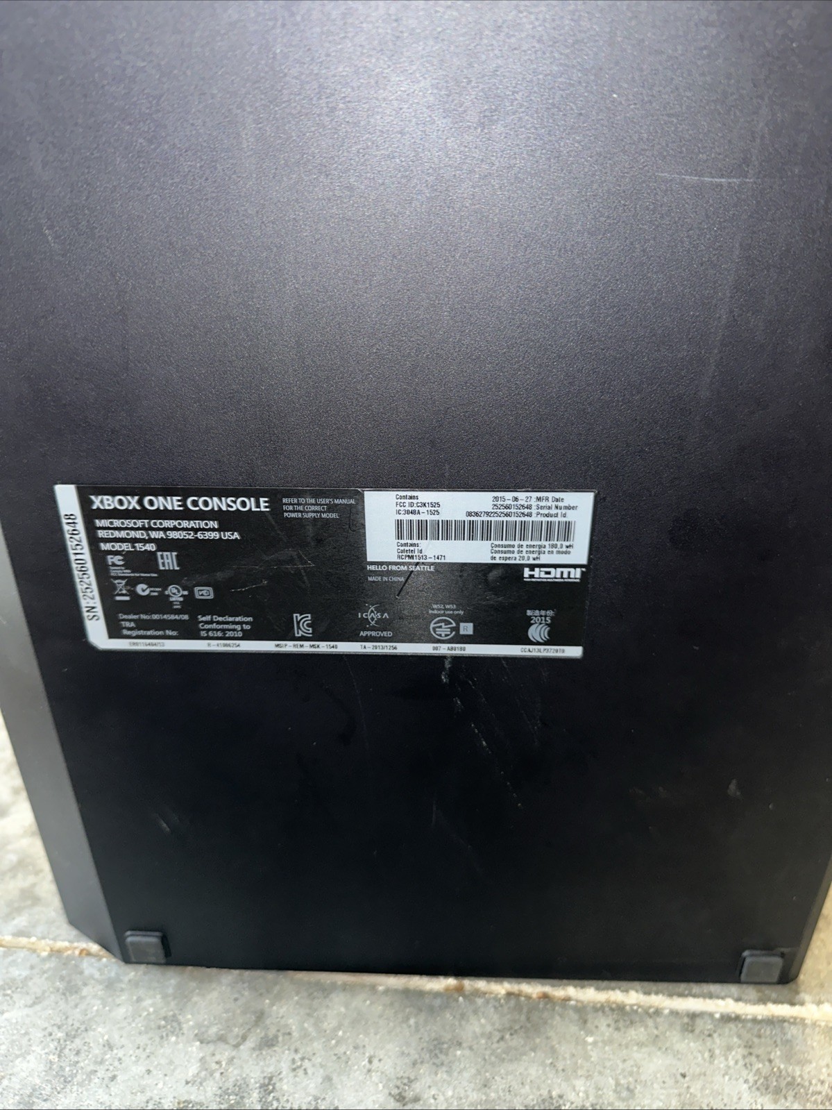 Microsoft Xbox One Black Console 500GB In Box With Controller And Power Cord