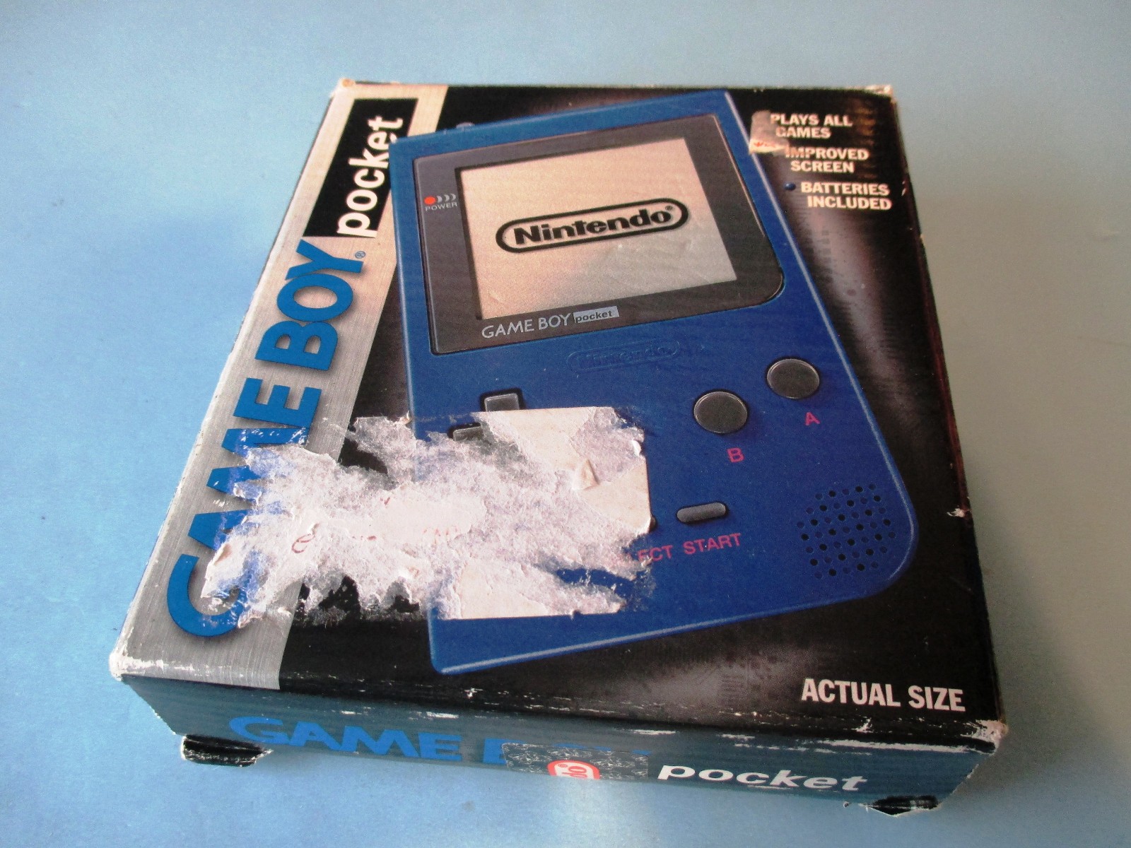 Nintendo Game Boy Pocket Blue Handheld System in Box FREE Ship!