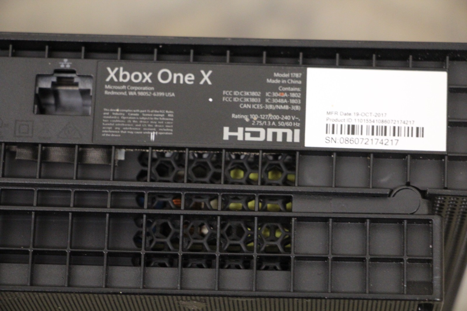 Microsoft Xbox One X 1787 Console ONLY BAD HDMI FOR PARTS OR REPAIR