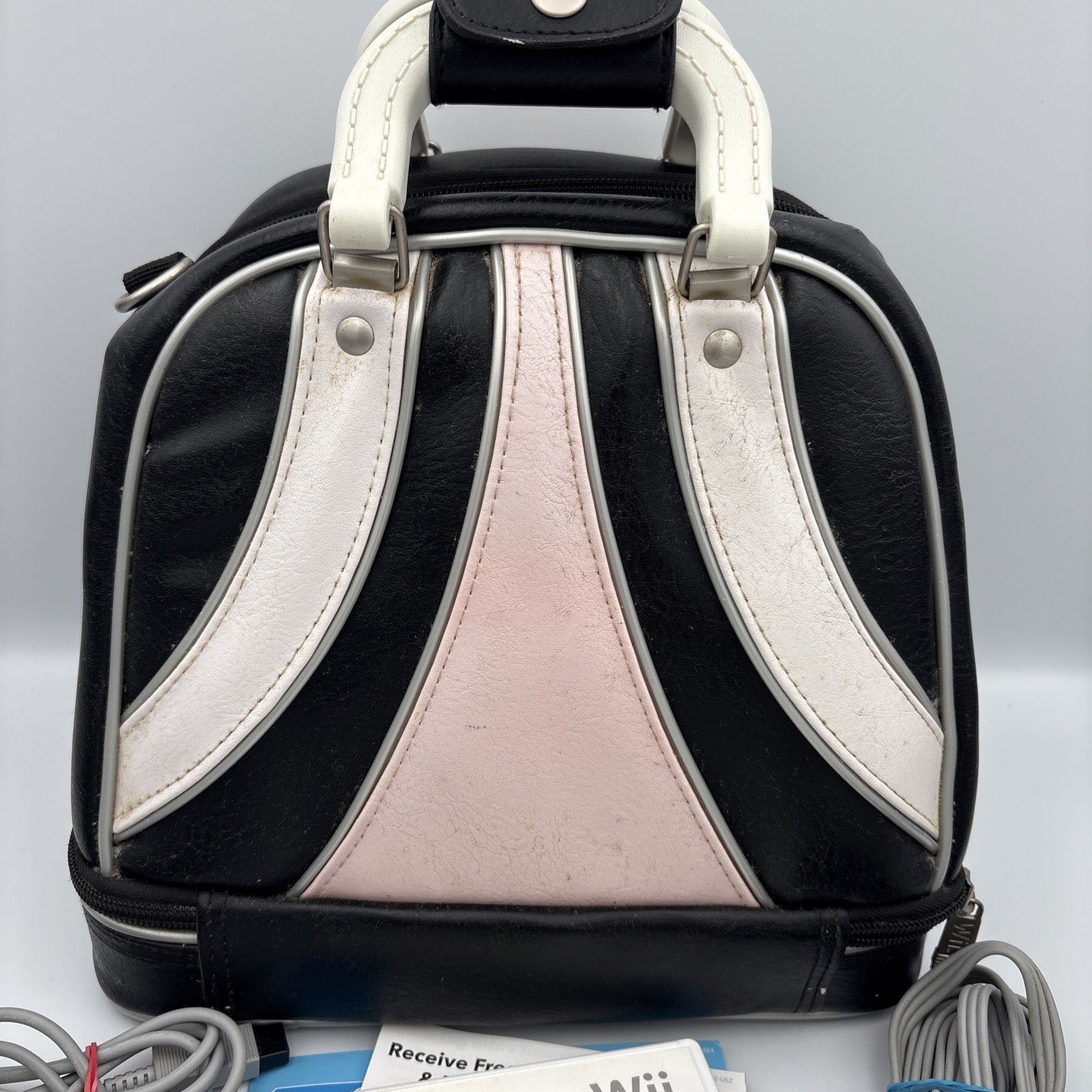 Nintendo Wii RVL-001; Power/Av Cables White; Brunswick Sports Bag Wii Fit Plus