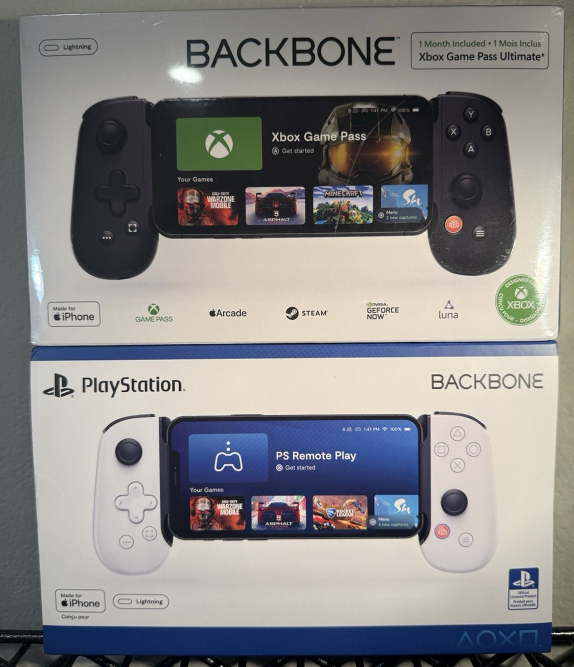 Backbone One for XBOX & PlayStation NIB Sealed for iPhone Lightning Black&White