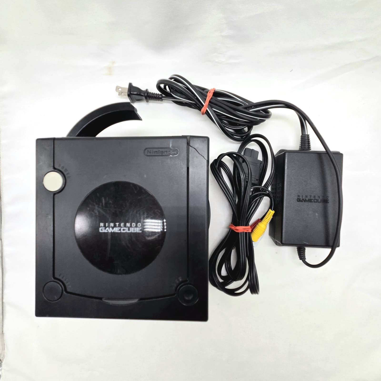 Nintendo GameCube Black Console DOL-001 Power Adapter/Video Cable WORKS DAMAGED
