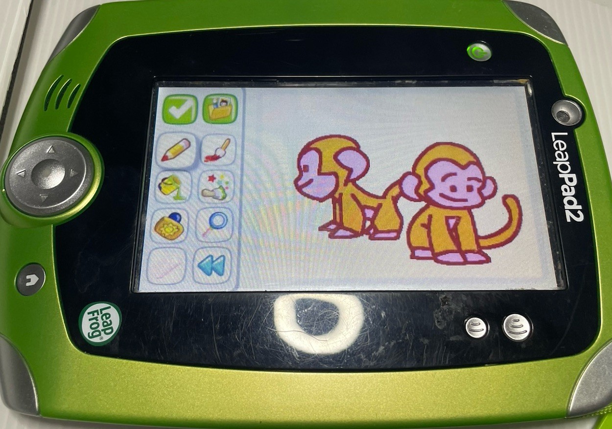 LeapFrog LeapPad2 Explorer Green Tablet w/Stylus & 3 Game Cartridges