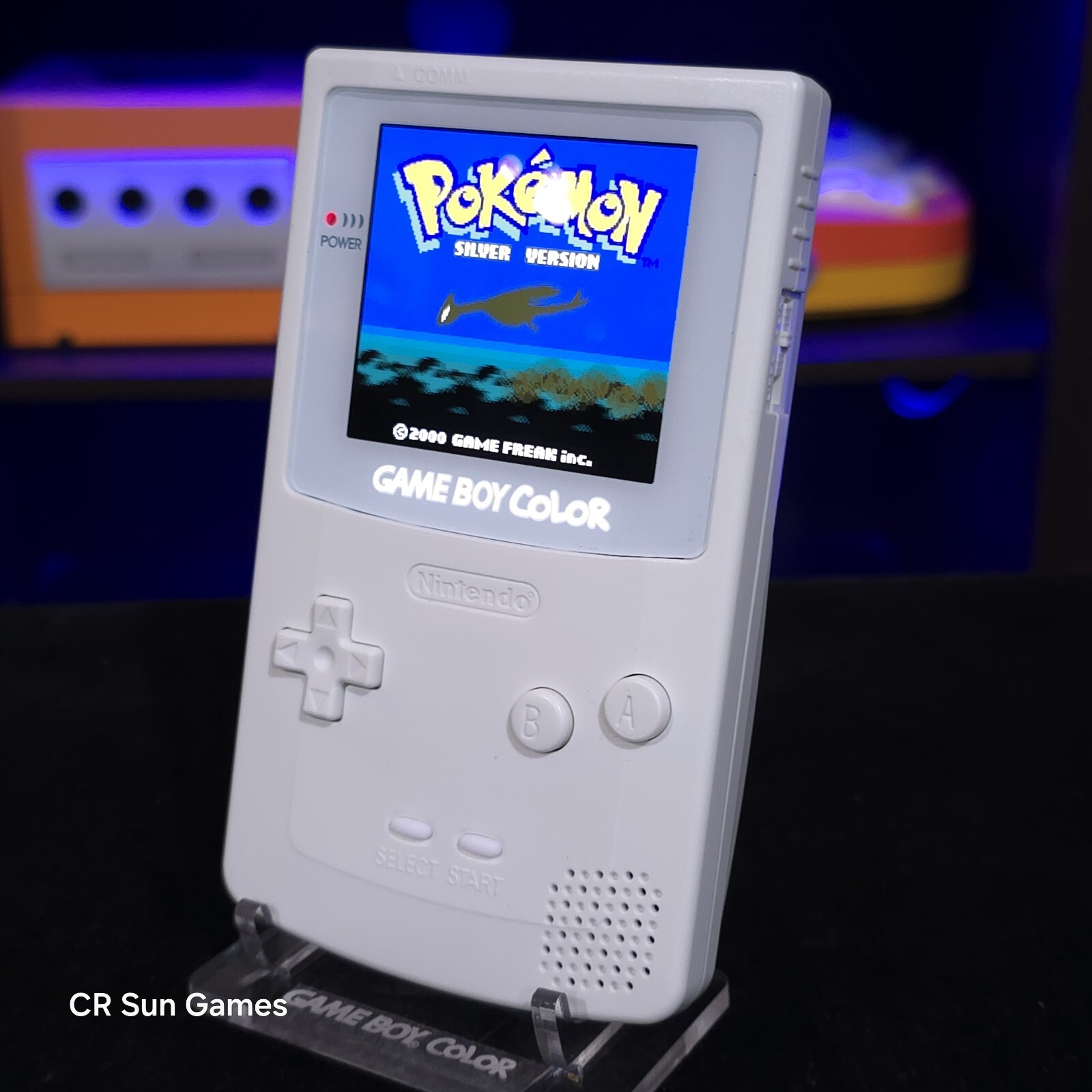 White Gameboy Color Console OLED Touch Screen And USB-C Rechargeable Battery