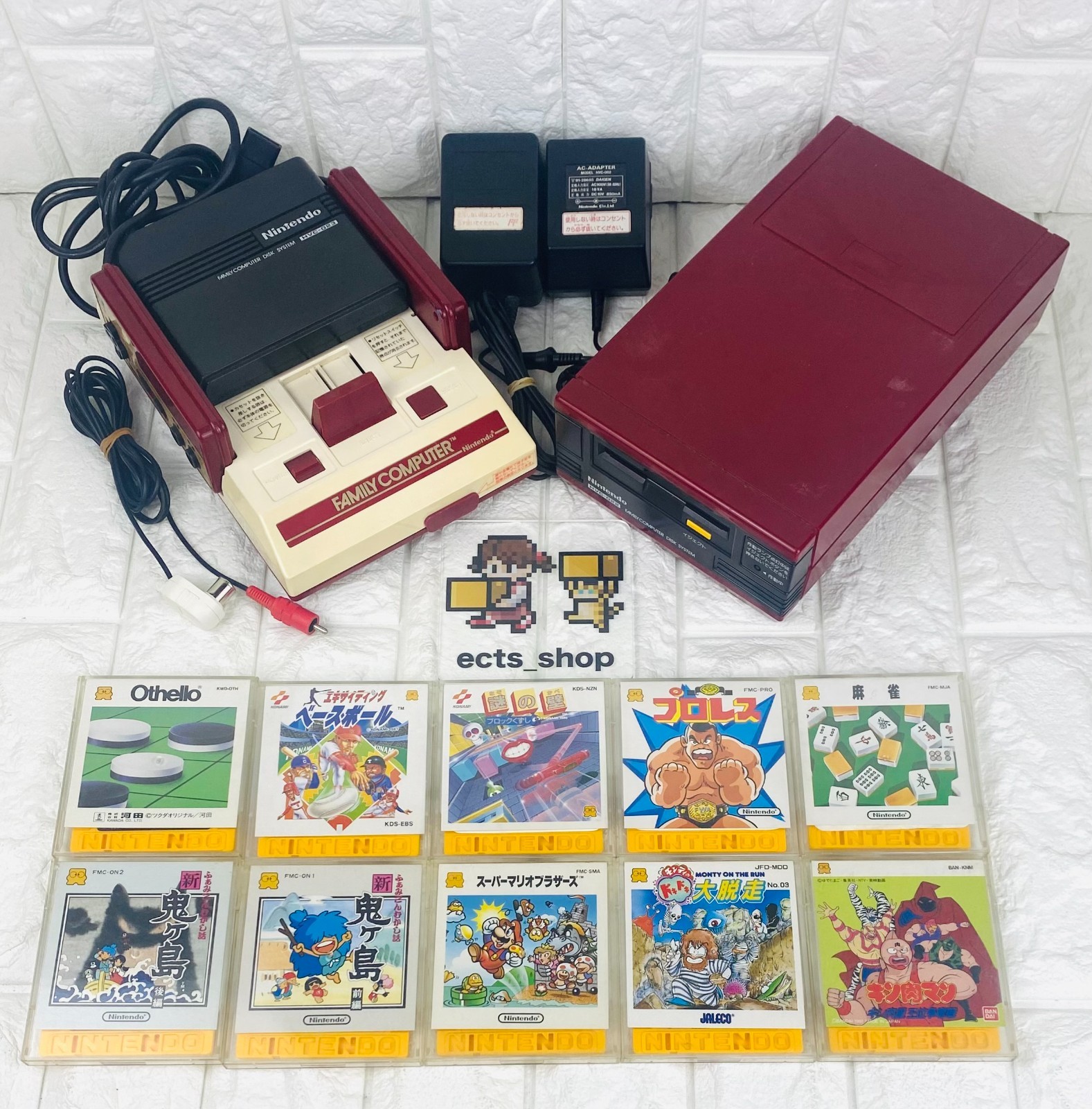 Nintendo Famicom & Disk System Bundle HVC-001 HVC-022 10 Games Tested Japan#DS04
