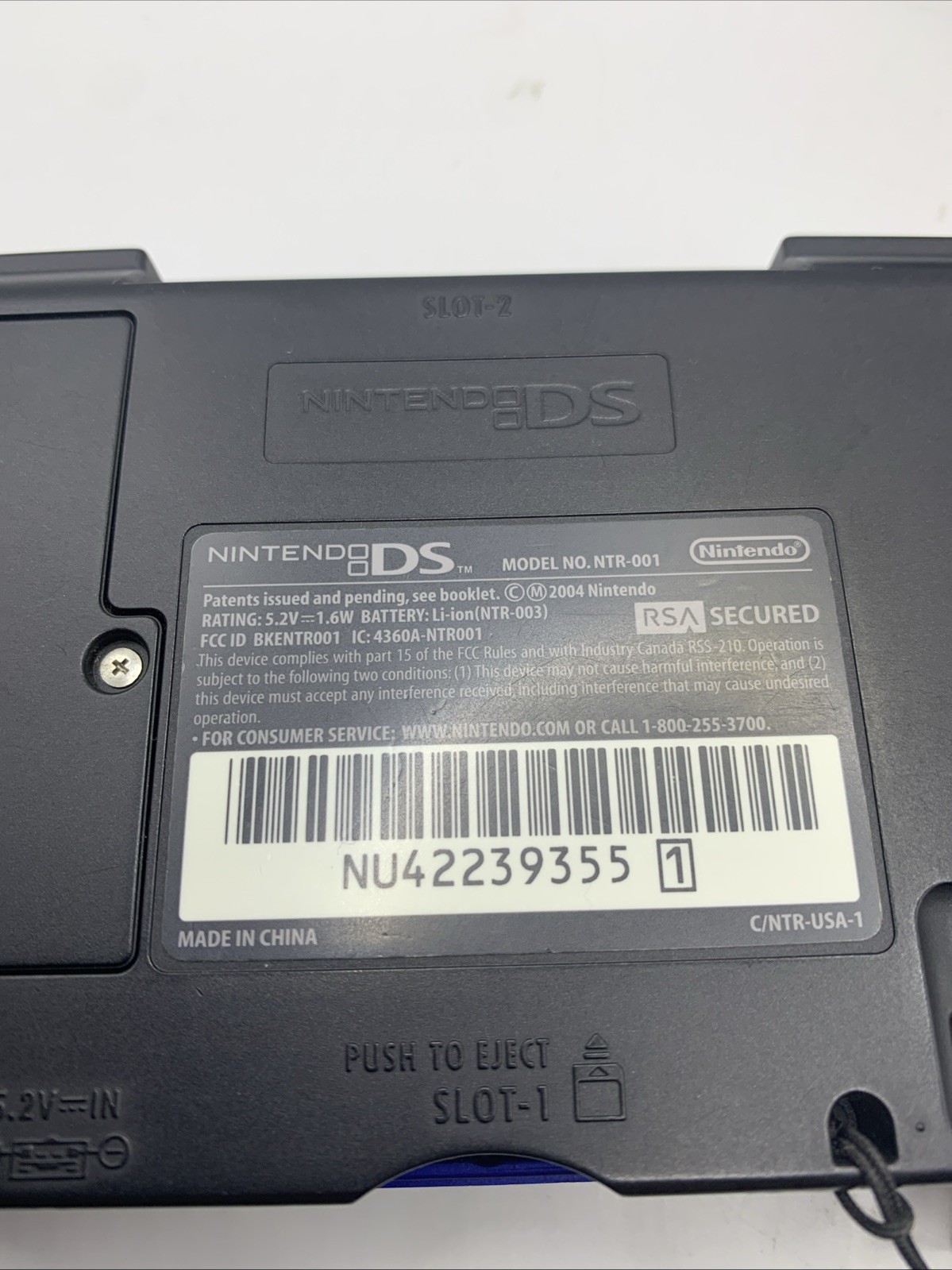 Nintendo Fat DS NTR-001 Console 2004 Blue, Tested Includes Charging Cord & Game