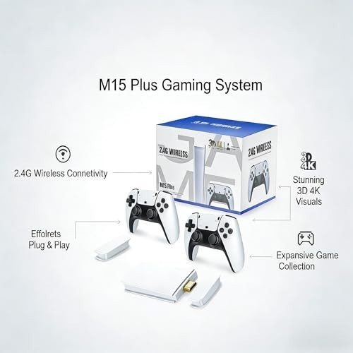 Retro Wireless Gaming Console 128GB Storage, 23 Emulators, 20,000+ Games, Dual C
