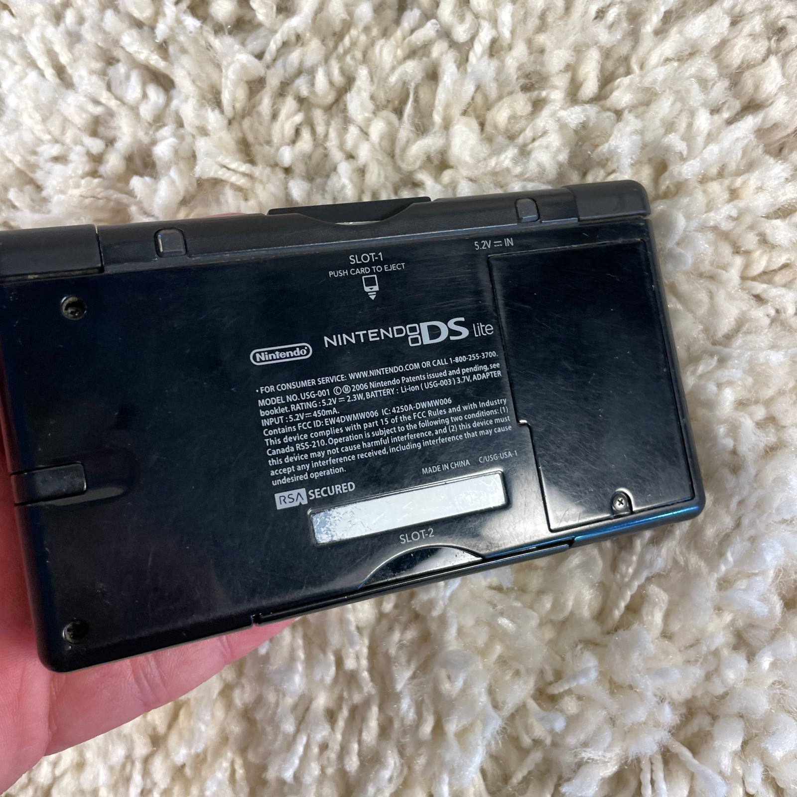 Nintendo DS Lite Handheld Console Onyx Black USG-001 READ