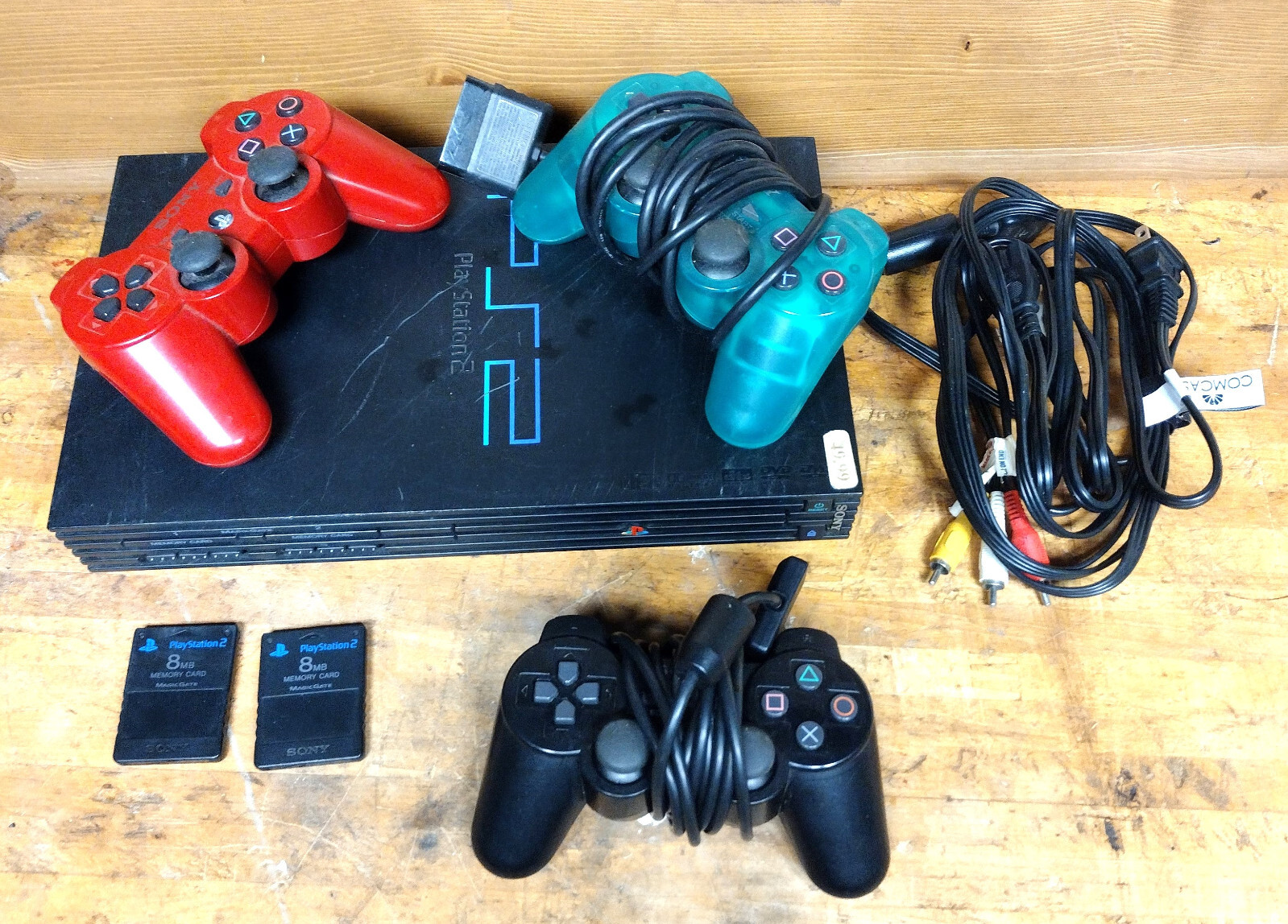 Sony Playstation 2 PS2 Fat Console Bundle W/ 2 8Mb Memory Card 3 Controllers