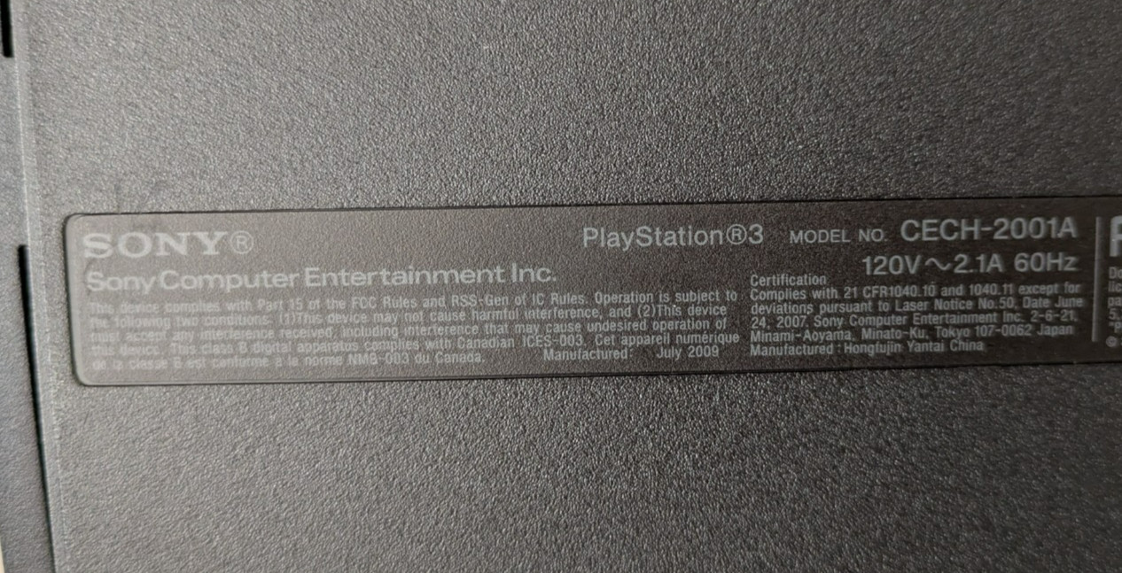 2009 Sony PS3 Slim Console- Not Working, AS IS