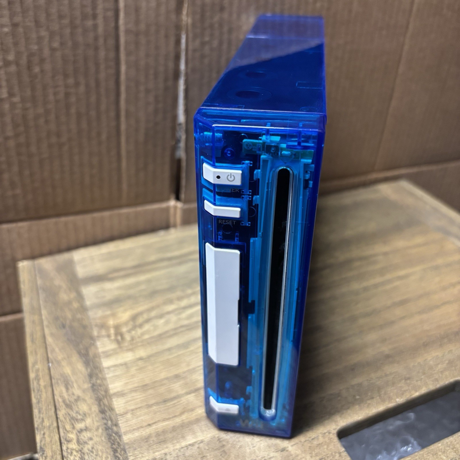 Custom Transparent (Clear) Blue Nintendo Wii – GameCube Compatible -Console Only