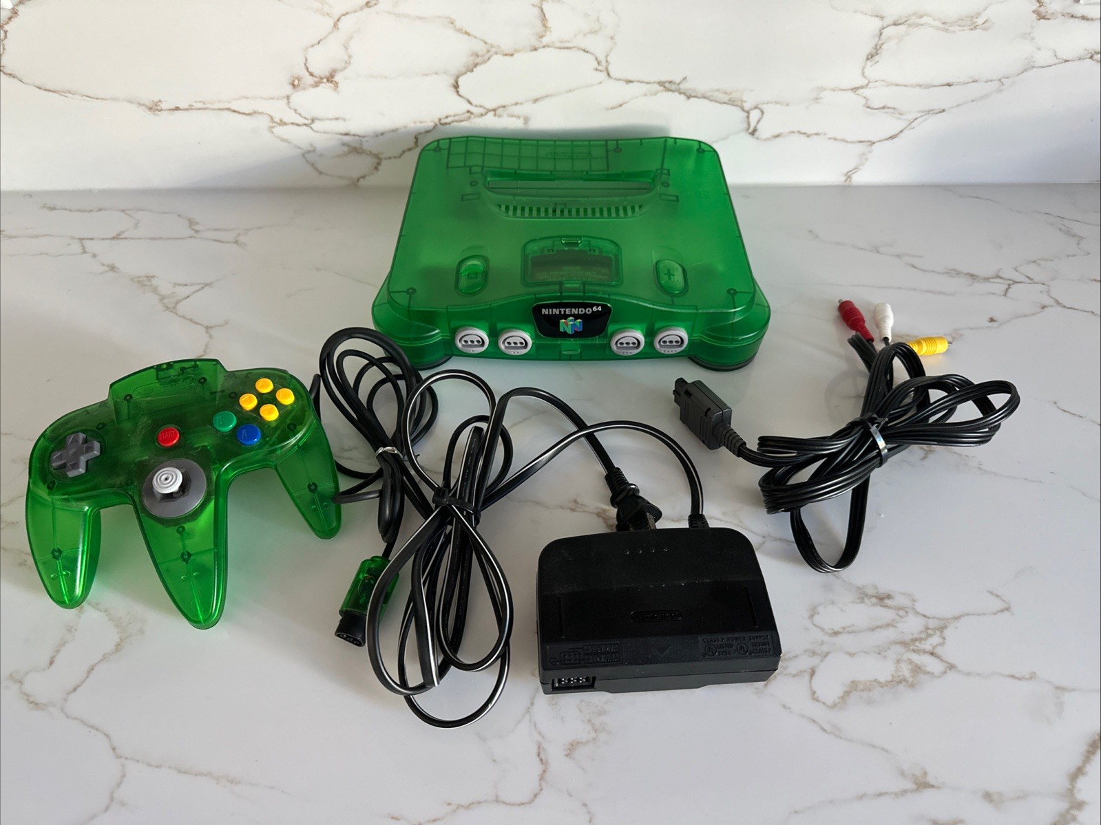 Vintage N64 Funtastic Jungle Translucent GREEN Nintendo-64 Gaming Console System