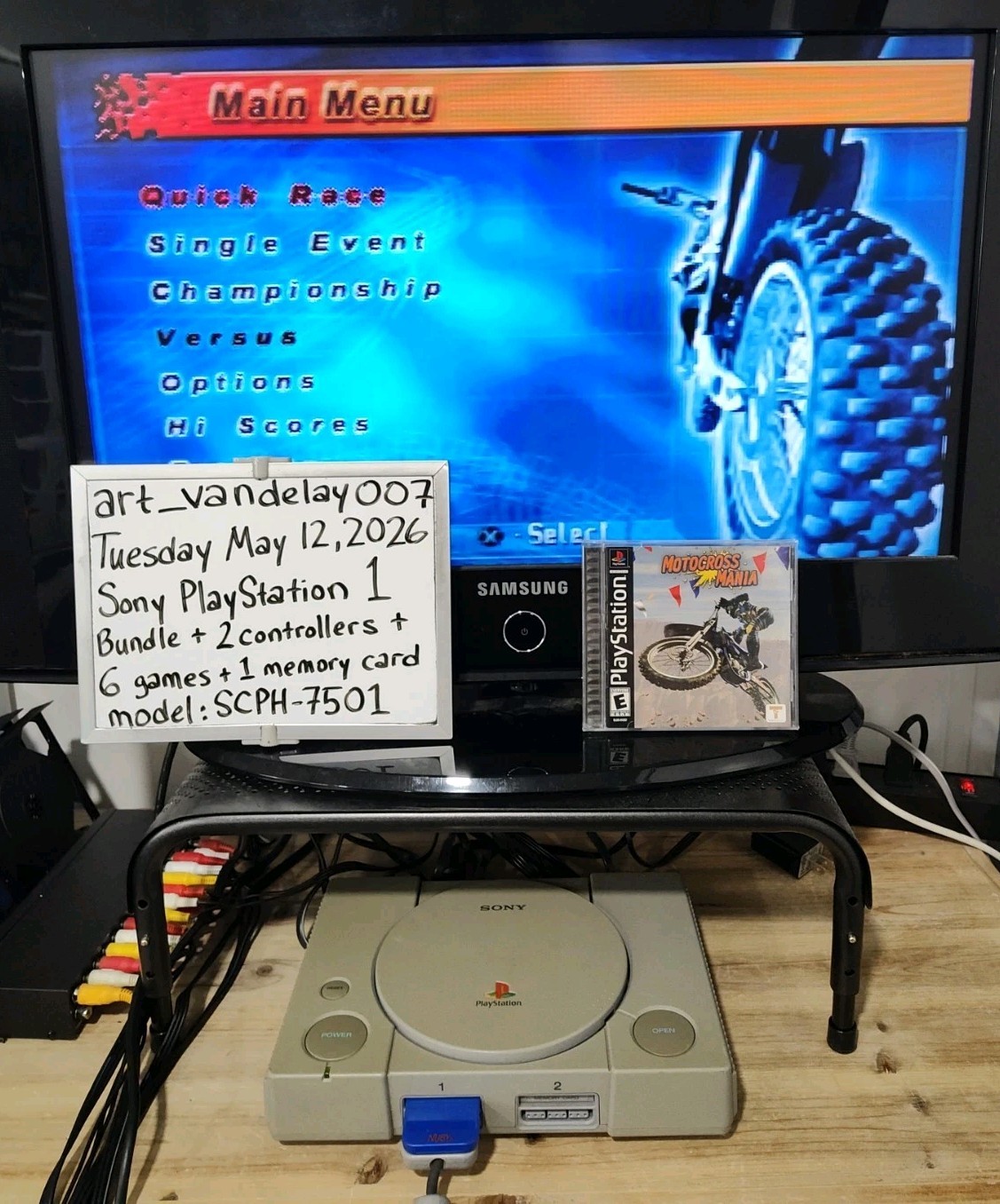 Sony PlayStation 1 Bundle SCPH-7501 + 2 Controllers + 6 Games + Mem Card* Tested