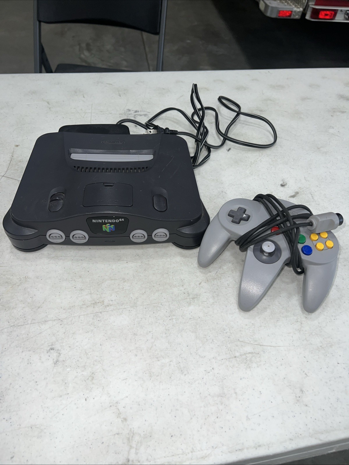 Nintendo 64 Console – Black W/ Gray Controller Tight Stick And Power Supply