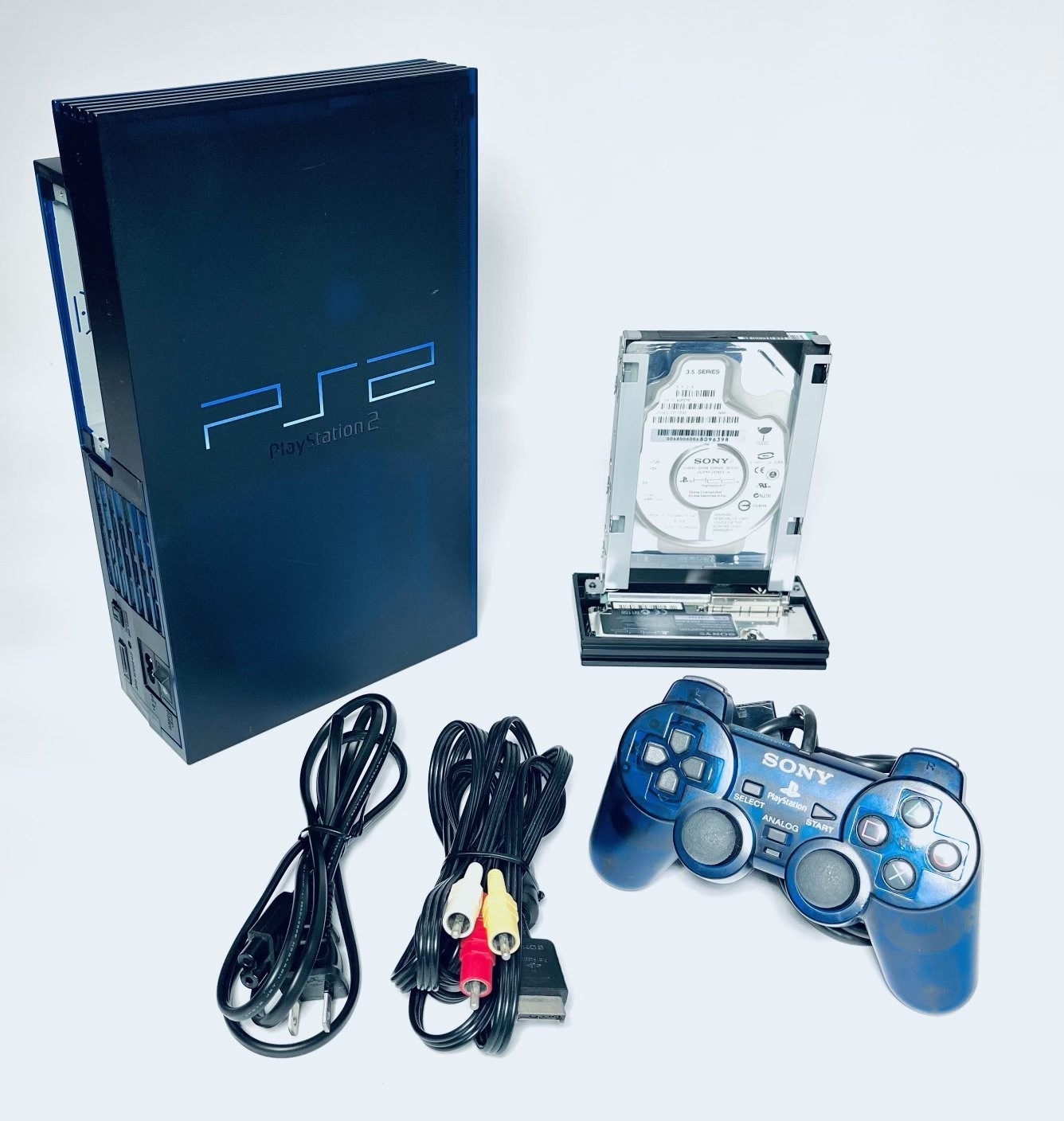 🌌 SONY PS2 SCPH-50000 Midnight Blue Console HDD Set Japan Tested Limited 🎮✨