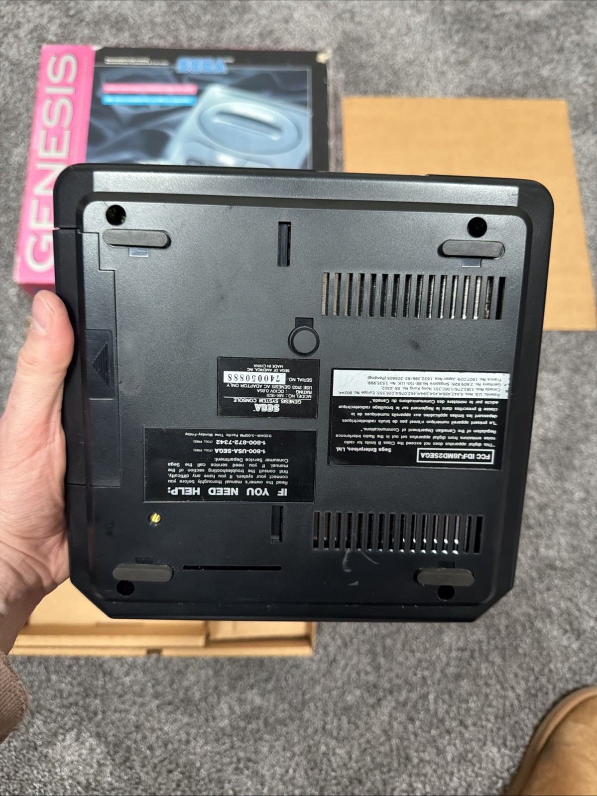SEGA Genesis Model 2 Core System CIB w/ Sonic 2 Cardboard Inserts OEM WORKING