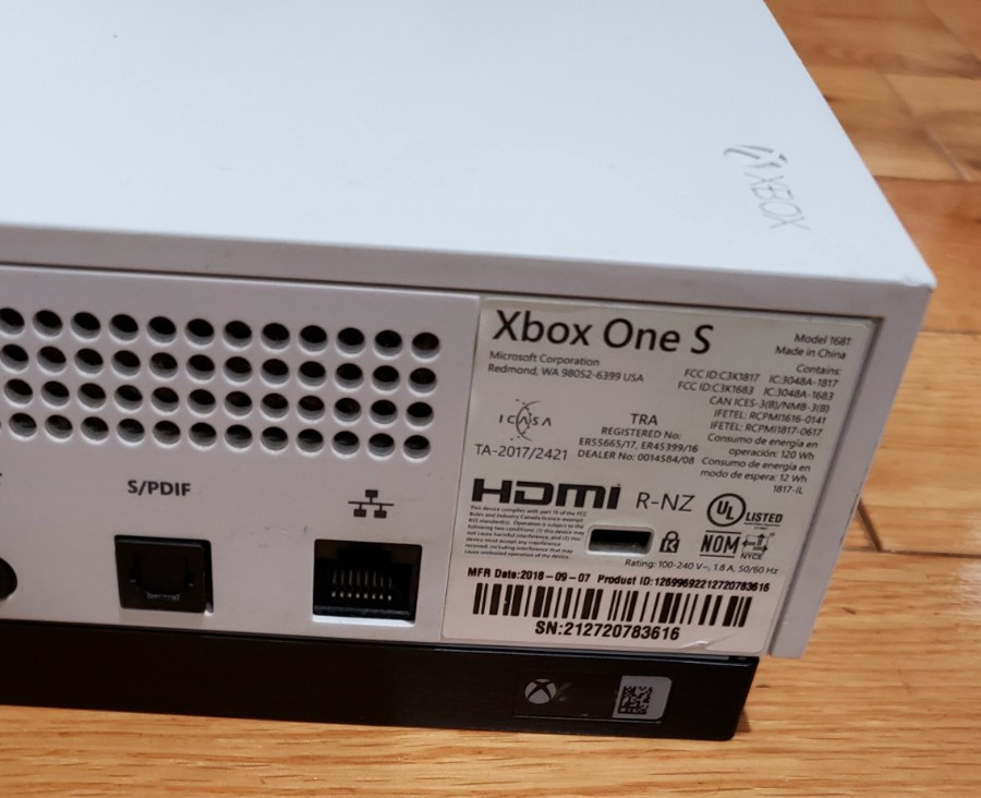 Xbox One S 1TB Console 1681 White Bundle, Wired Controller, Cords, TESTED *READ