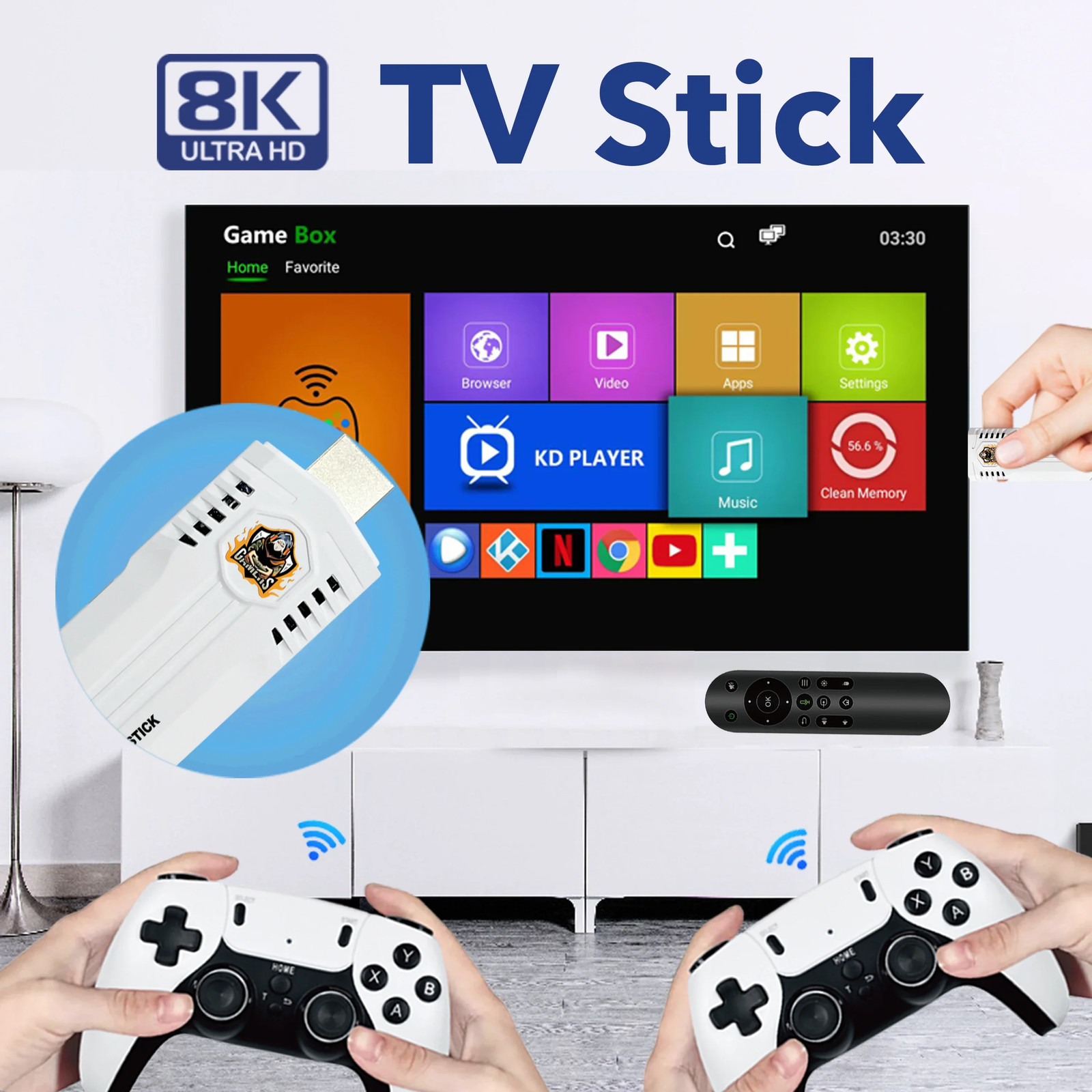 Retro Game Console Stick H313 Quad Core TV Box 40000+ Games