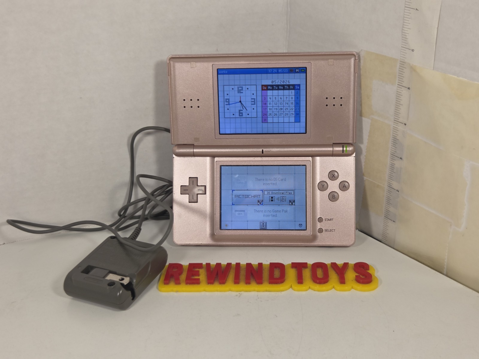 Nintendo DS Lite Metallic Rose Pink Handheld Console NO STYLUS