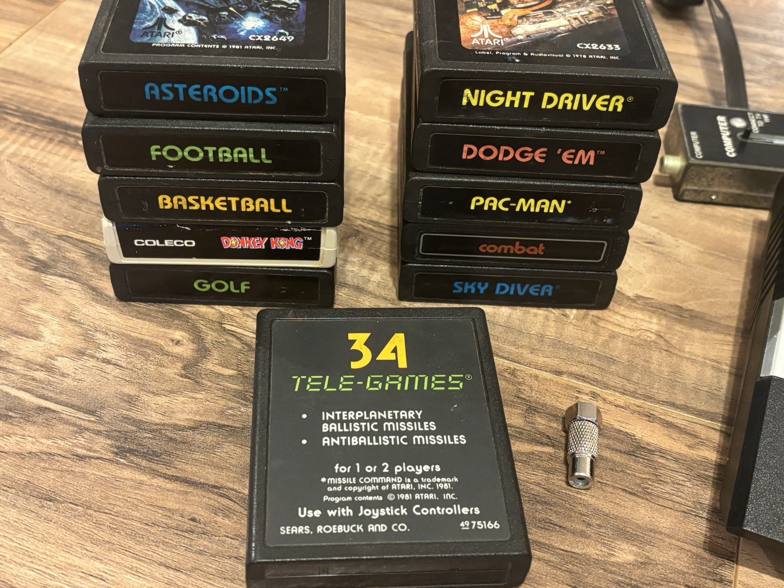 Atari 2600 Jr Console, Controllers, Games, Asteroid, Rare Short Rainbow, Tested!