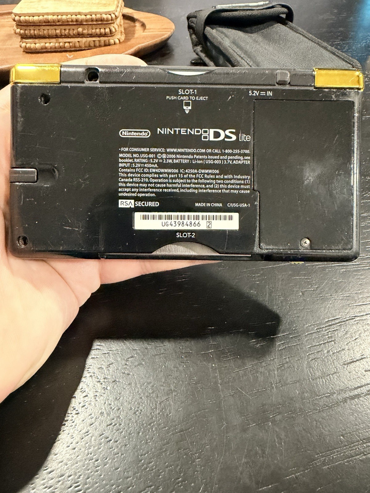Nintendo DS Lite USA Black Handheld System W/ Case, game & Charger. Tested