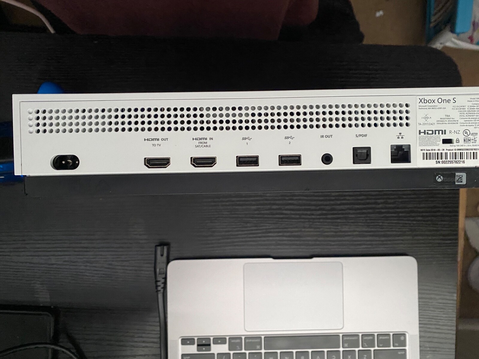 Xbox One S 1TB Console – White (XBS1TB) with 2 controllers and charger